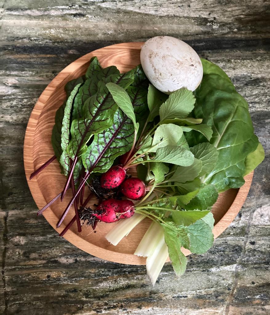 Assiette-de-présentation-plate-en-frêne-recouverte-de-verdure.